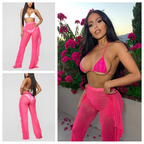 NWT Fashion Nova Sunshine See Through Cover-up Pant Sz: S - Picture 9 of 16